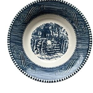 Vtg 4 Berry Bowls Royal China Currier & Ives "The Old Farm Gate"